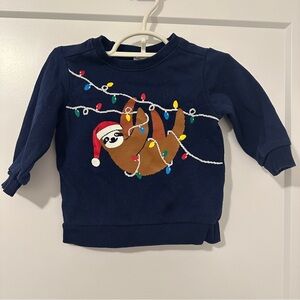 Carter’s Christmas Sloth Pullover Navy Blue Sweater Size 12 Months Baby